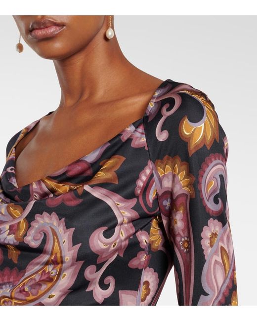 Etro Red Paisley Jersey Top