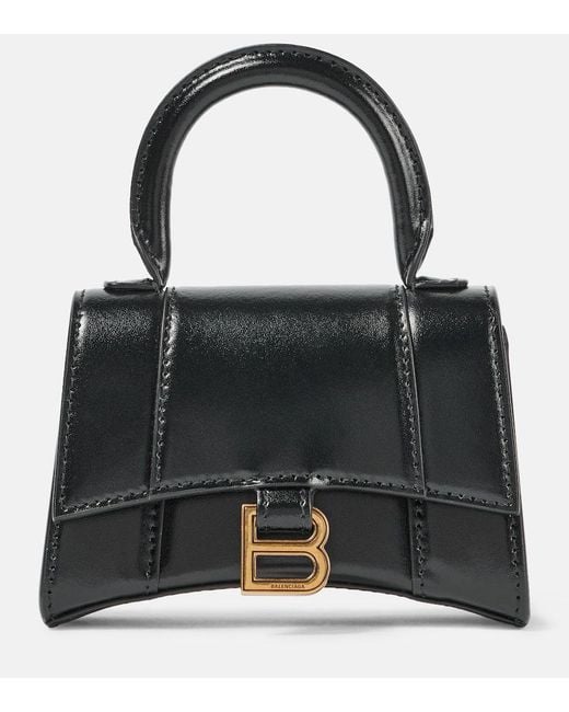 Balenciaga Black Schultertasche Hourglass Mini Aus Leder