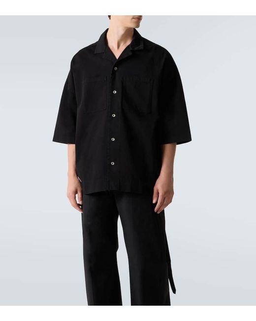 Rick Owens Black Magnum Tommy Oversized Cotton Twill Shirt for men