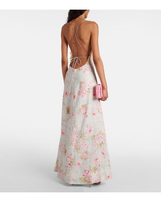 Zimmermann White Halliday Lace-Trimmed Floral Maxi Dress
