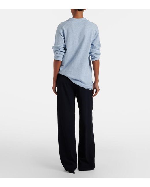 The Row Blue Dender Wool Gabardine Wide-Leg Pants