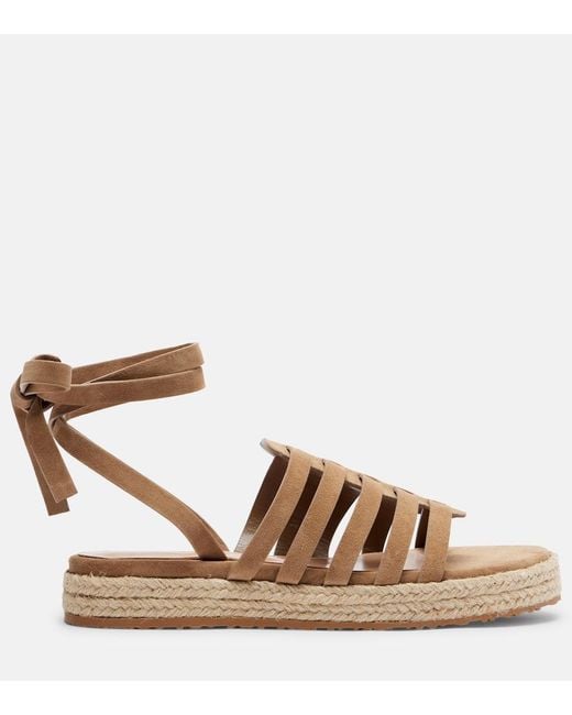Gianvito Rossi Brown Pompei Suede Espadrille Sandals