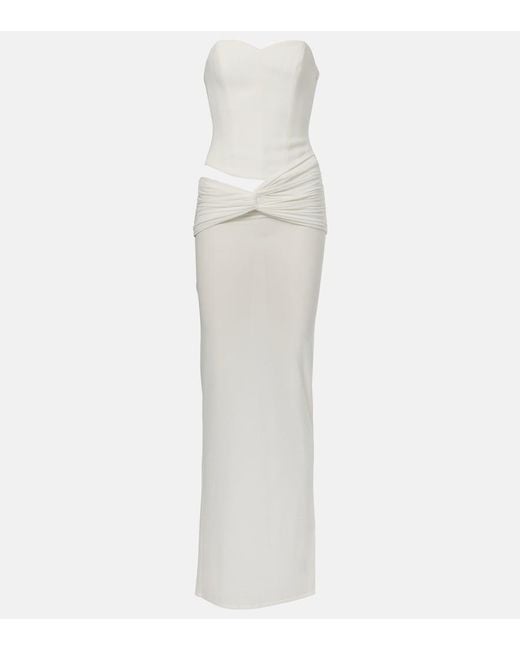 Alex Perry White Draped Crepe Jersey Corset Dress