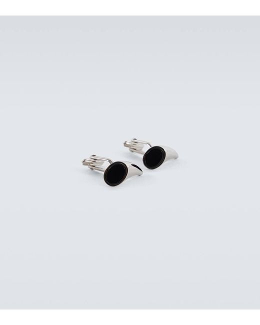 Lanvin Metallic Embellished Cufflinks With Onyx for men