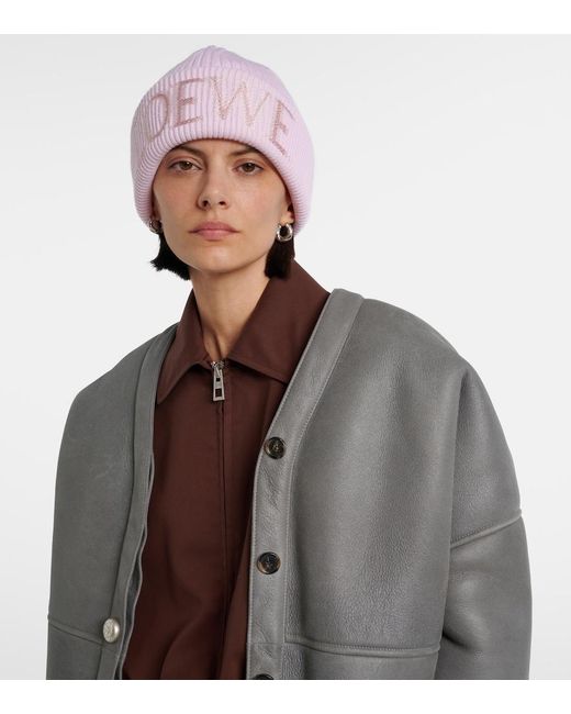 Loewe Pink Logo Wool Beanie