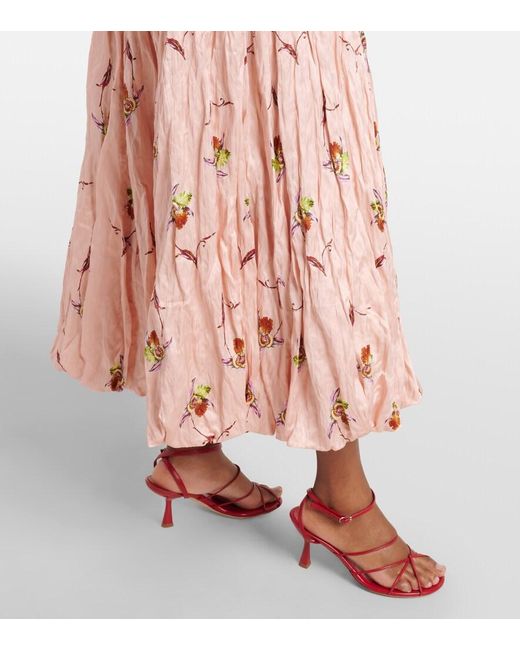 Emilia Wickstead Pink Kaia Floral Satin Bustier Dress