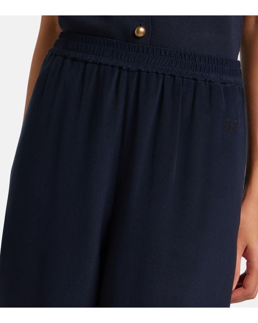Max Mara Blue Volonta Silk Palazzo Pants