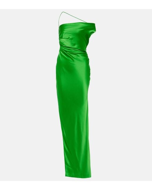 The Sei Green Asymmetric Silk Satin Gown