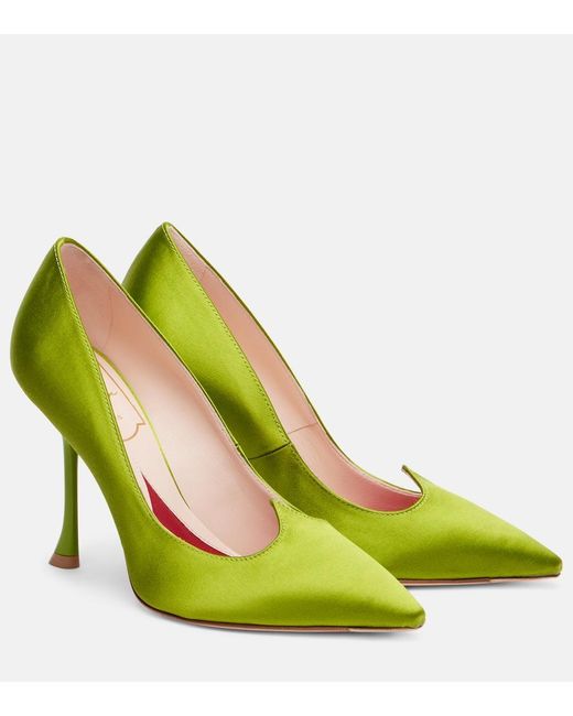 Roger Vivier Green I Love Vivier 100 Satin Pumps