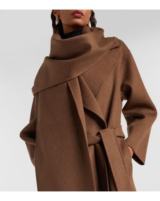 Abrigo Envolvente Curoe De Lana Virgen Max Mara de color Brown