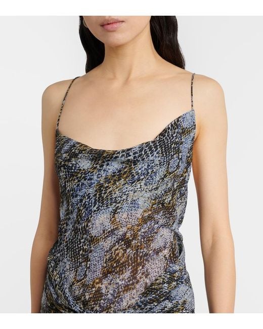 Christopher Esber Multicolor Snake-Print Draped Silk Maxi Dress