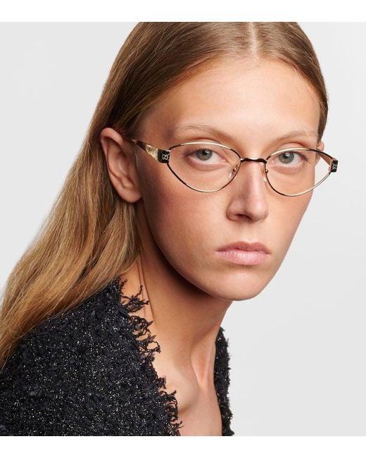 Gucci Metallic Ssima Cat-Eye Glasses