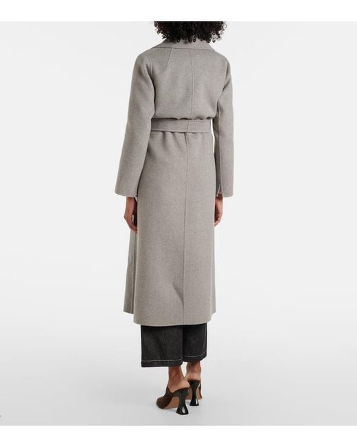 Max Mara Gray Paolore Virgin Wool Wrap Coat