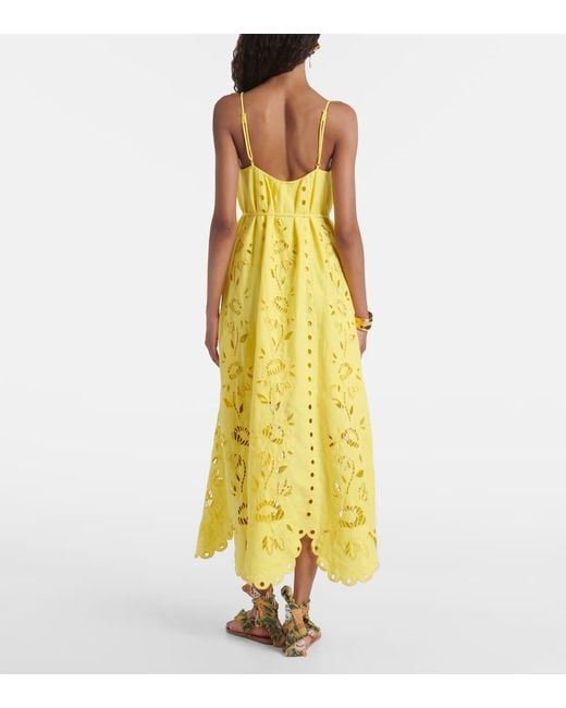 Robe Longue Richelieu En Lin Melange Farm Rio en coloris Yellow