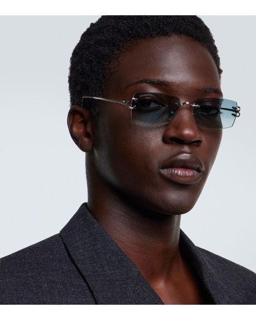 Cartier Blue Signature C De Cartier Rectangular Sunglasses for men