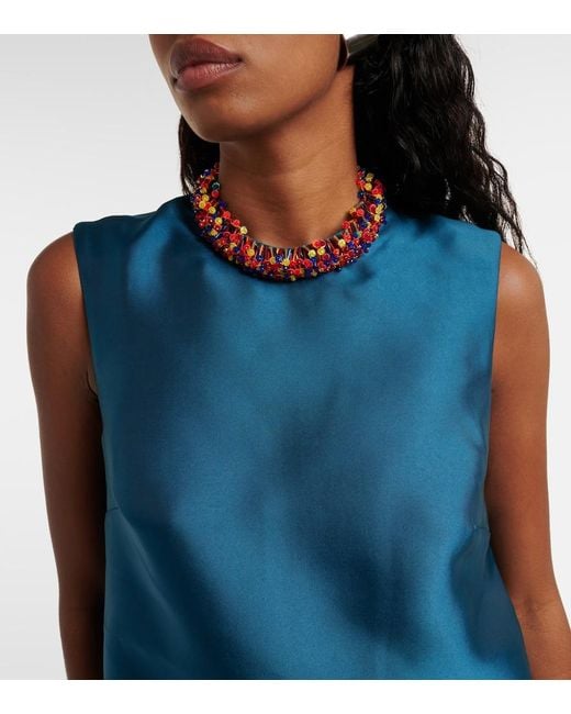 ALÉMAIS Blue Beaded Minidress