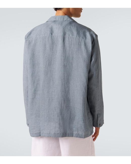 Brioni Blue Linen Overshirt for men