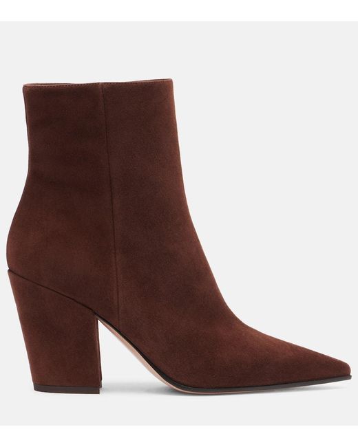 Gianvito Rossi Brown Keinna 85 Suede Ankle Boots