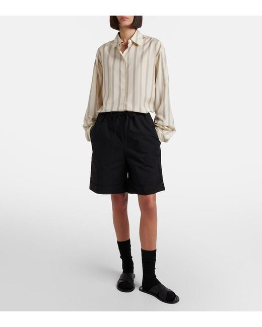 The Row Black Emiliano Cotton Shorts