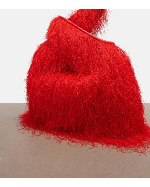 Dries Van Noten Red Marche Medium Fringed Top-Handle Bag