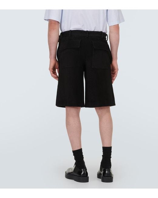 Jil Sander Black Crochet Low-Rise Cotton-Blend Shorts for men