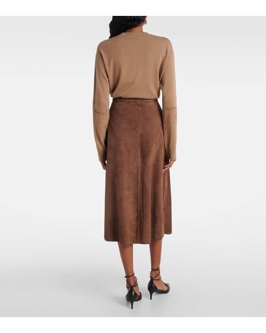 Max Mara Brown Suede Midi Skirt