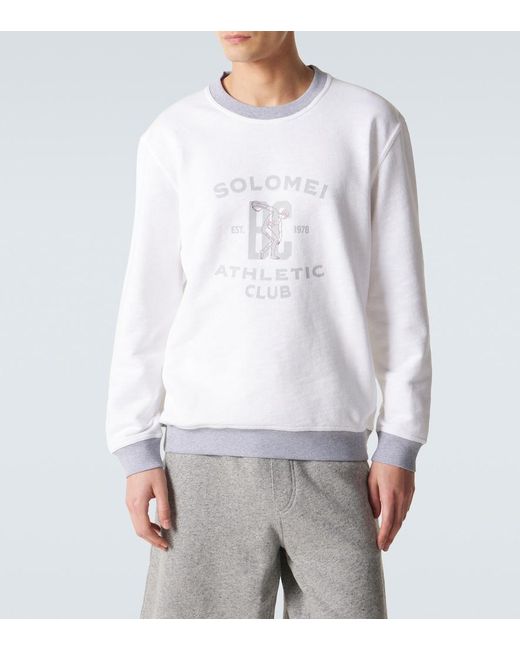 Brunello Cucinelli White Printed Cotton And Linen Sweatshirt for men