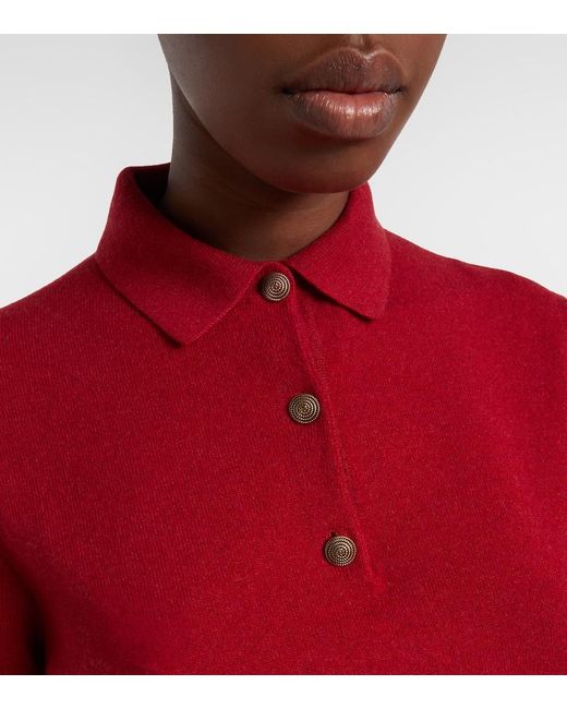 Loro Piana Red Classic Cashmere Polo Shirt
