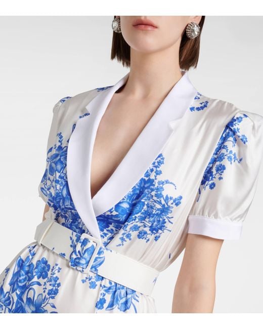 Rodarte Blue Floral Silk Midi Dress