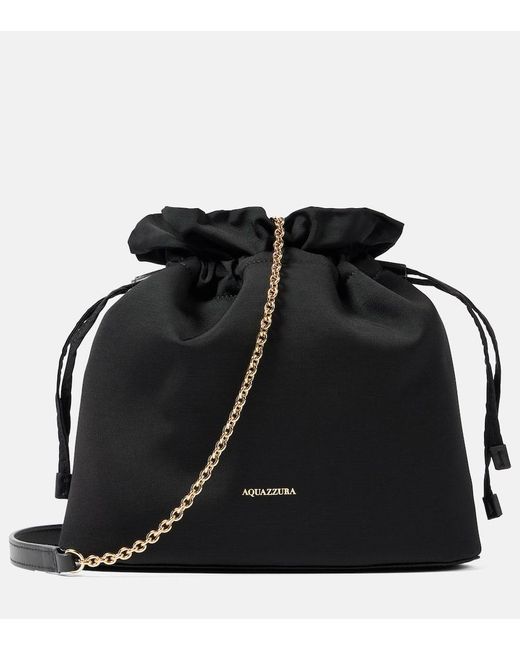 Aquazzura Black Christy Grosgrain Pouch With Strap