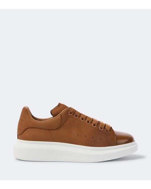 McQueen Brown Oversized Leather Sneakers for men