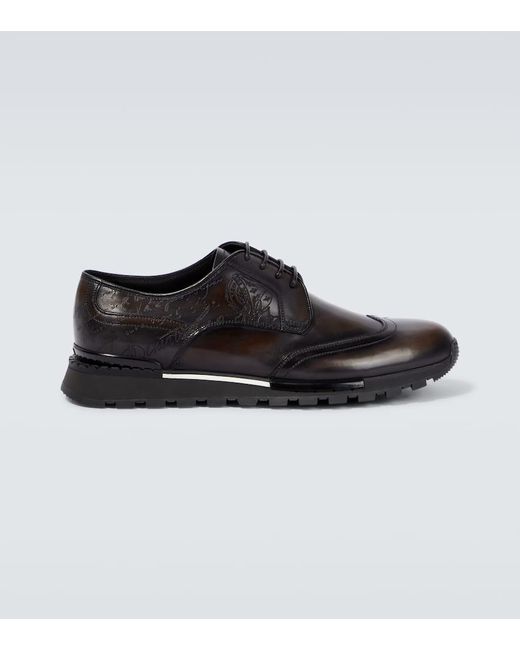 Berluti Black Fast Track Leather Derby Sneakers for men