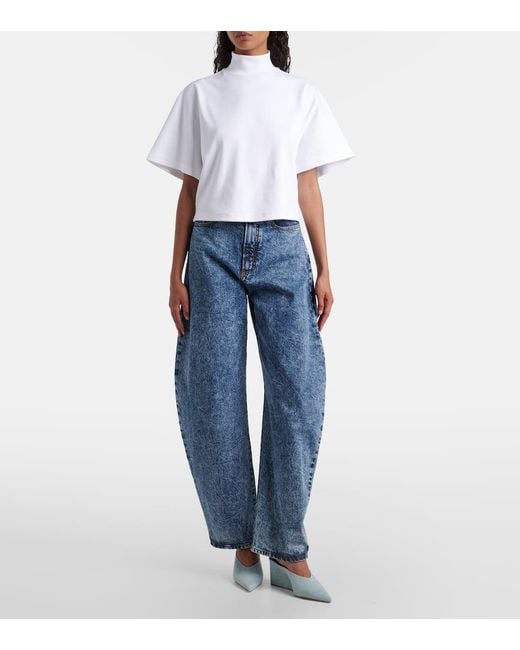 Alaïa White High-Neck Cotton Jersey T-Shirt