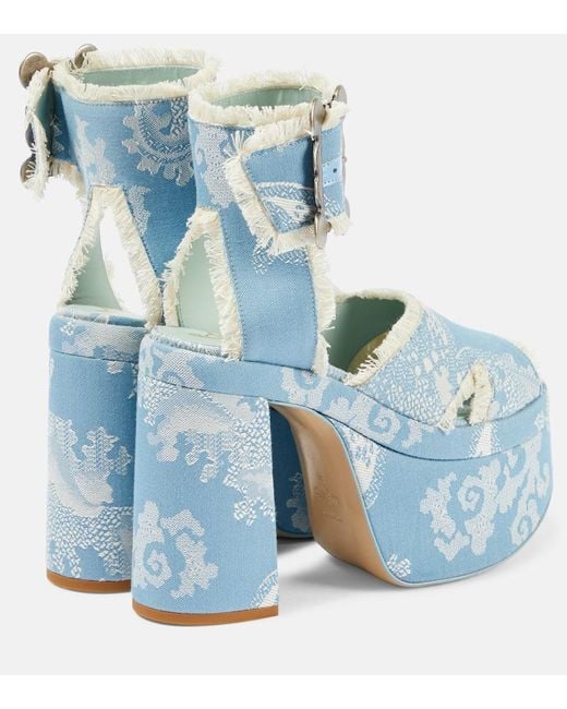 Vivienne Westwood Blue Olde London Jacquard Platform Sandals