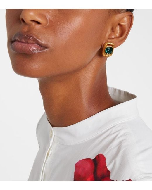 Oscar de la Renta Metallic Ohrringe Mit Kristallen