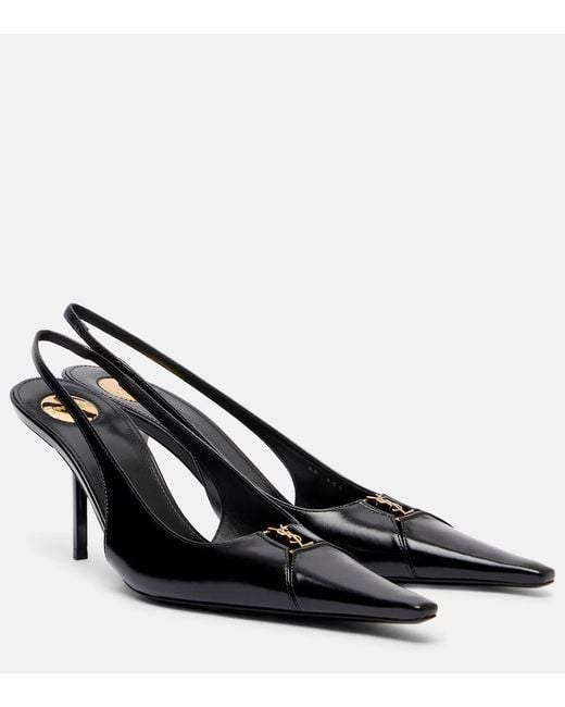 Saint Laurent Black Babylone Breteuil 75 Slingback Pumps
