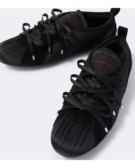 Simone Rocha Black Ballerina Grip Suede-Trimmed Satin Sneakers for men