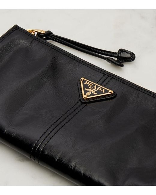 Prada Black Logo Leather Pouch