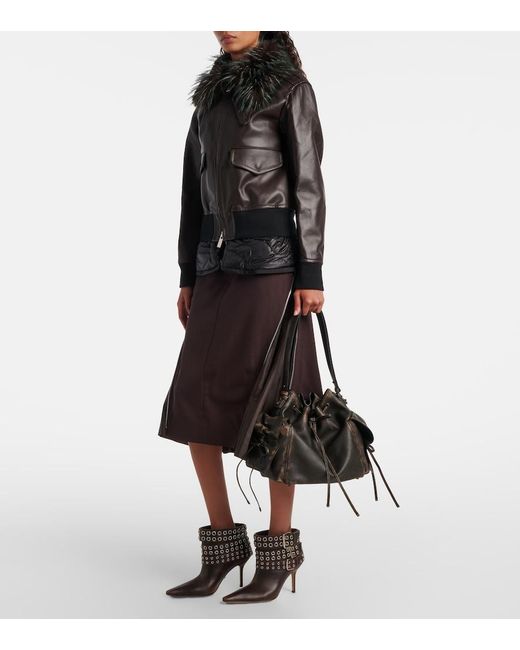 Mach & Mach Black Buckle Belt 95 Leather Ankle Boots