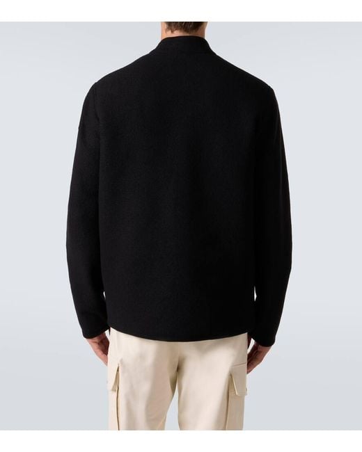 Moncler Black Virgin Wool Boucle Overshirt for men