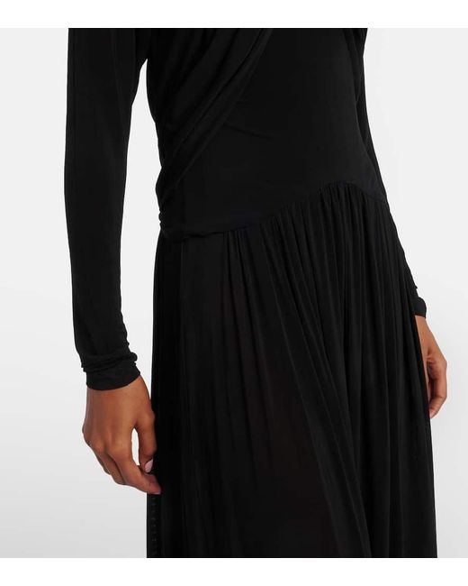 Isabel Marant Black Galina Draped Gathered Jersey Maxi Dress