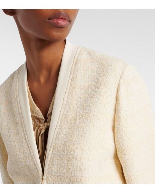 Gucci Natural Checked Cotton-Blend Tweed Jacket