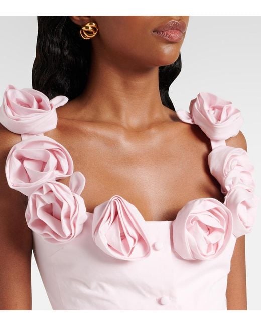 Giambattista Valli Pink Floral-Applique Cotton Minidress