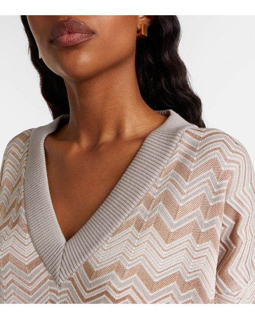 Pullover A Zig Zag di Missoni in Natural