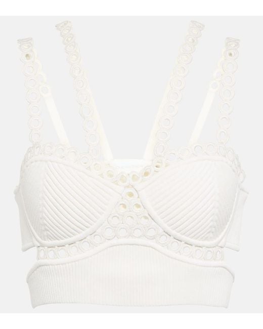 Crop Top Liana Acanalado Jonathan Simkhai de color White