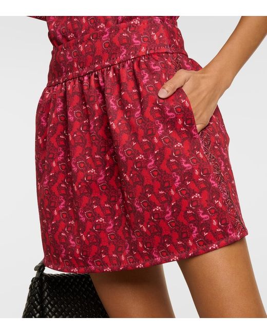 Max Mara Red Balocco Embellished Floral Midi Skirt