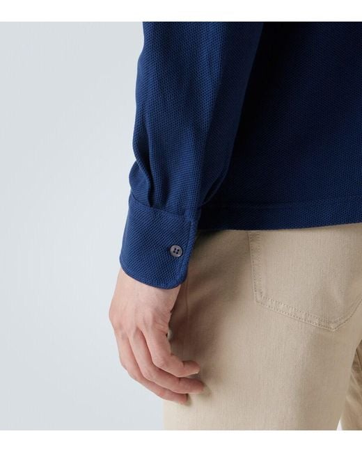 Loro Piana Blue Cotton Pique Polo Shirt for men