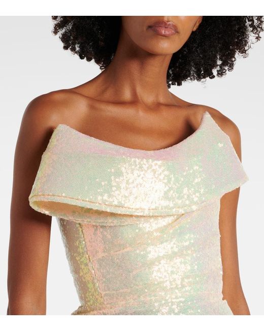 Maticevski Natural Exhilarate Ruffled Sequined Maxi Gown
