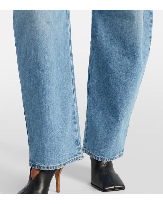 Alaïa Blue High-Rise Barrel-Leg Jeans