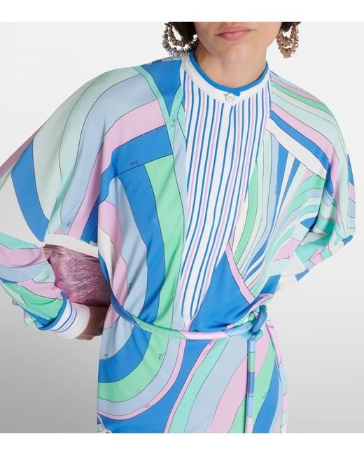 Emilio Pucci Blue Layered Belted Printed Tunic